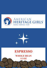 Load image into Gallery viewer, American Heritage Girls Espresso Whole Bean 12oz
